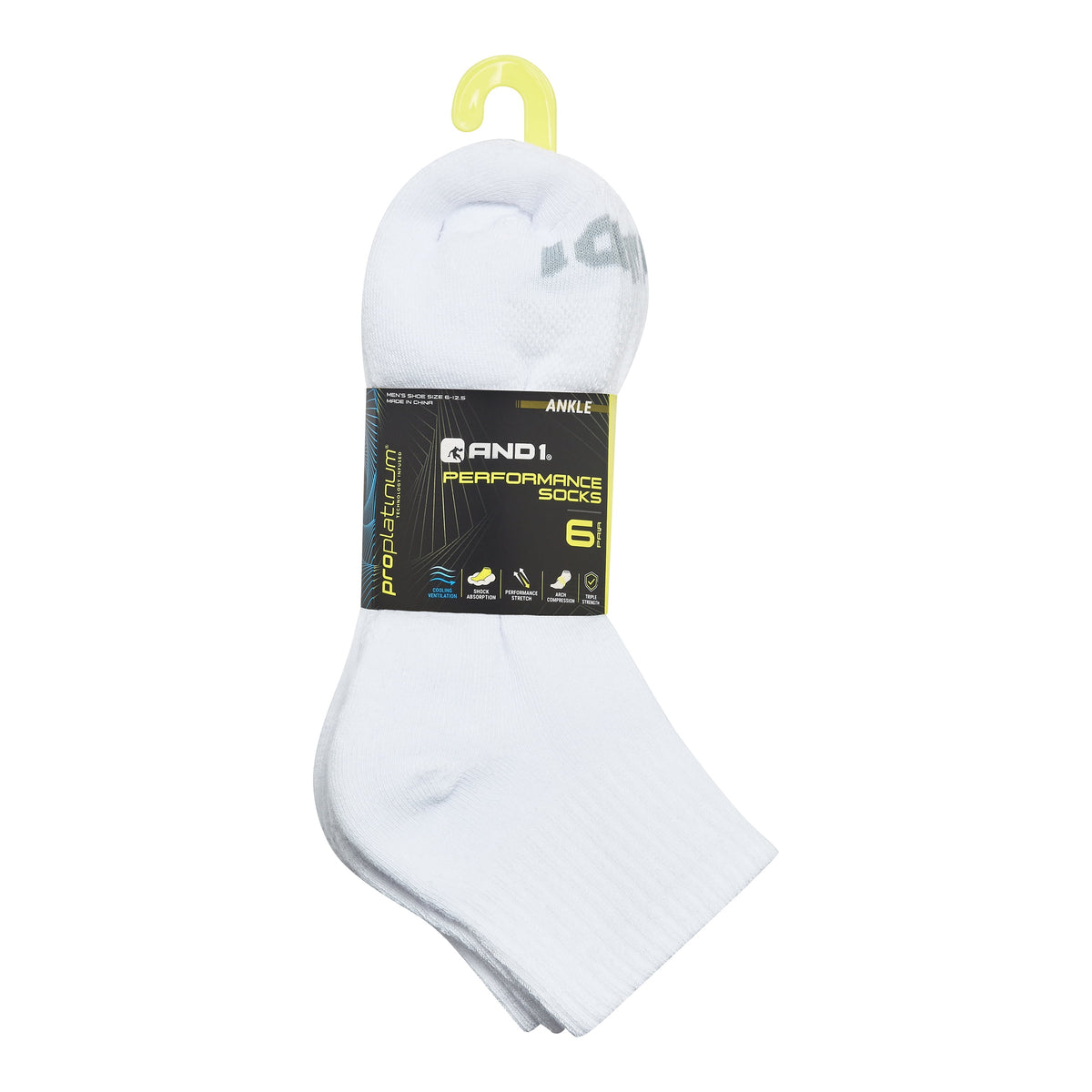 AND1 cushioned ankle socks with stretch fit