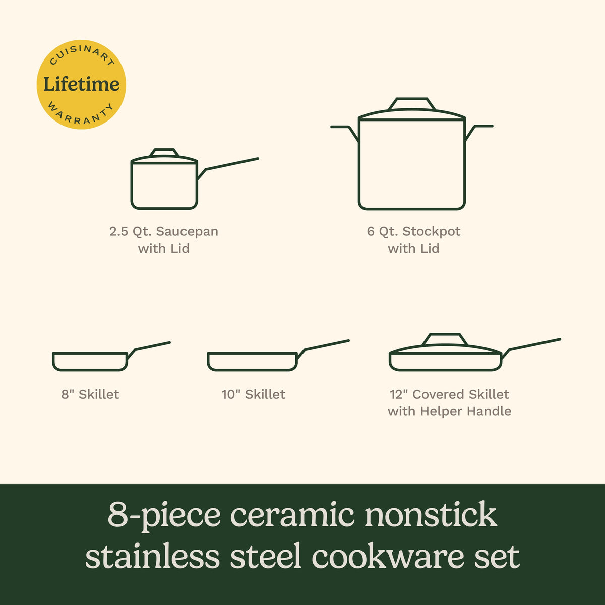Cuisinart FusionPlus cookware with stainless steel pots and nonstick skillets