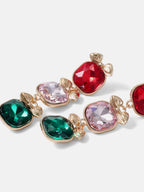 Holiday Time festive earrings with glass cushion stones