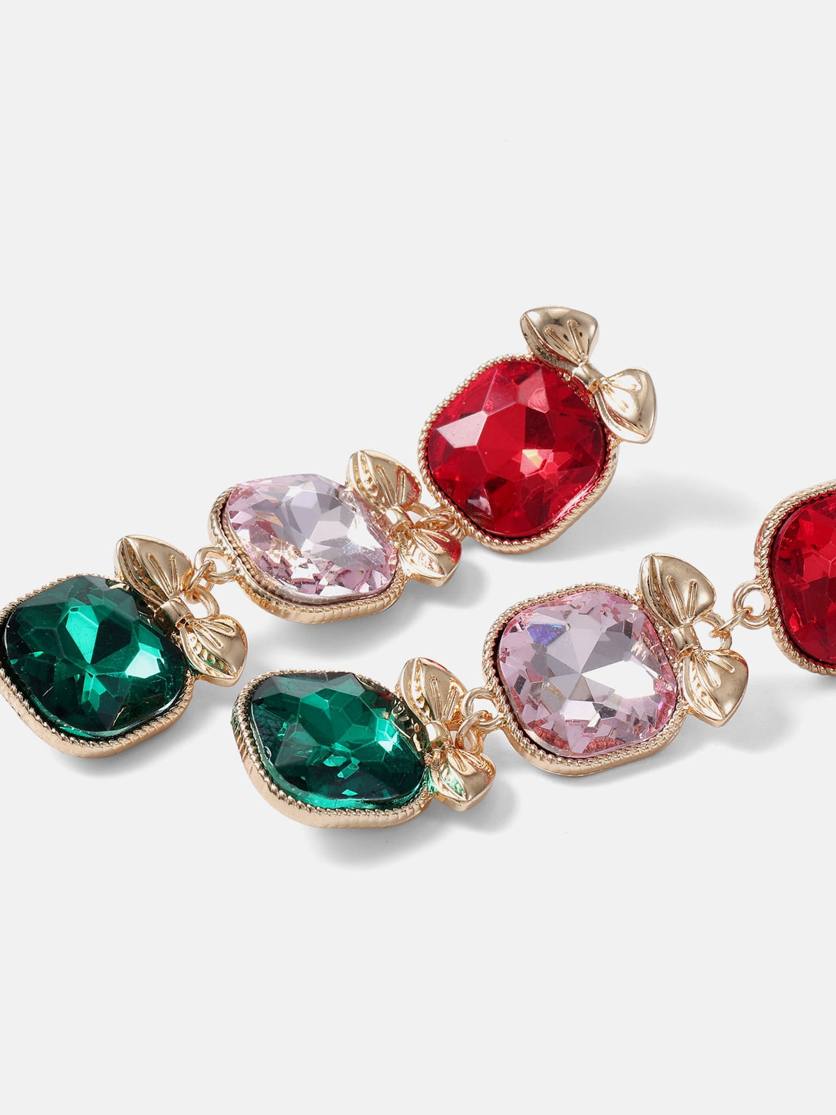 Holiday Time festive earrings with glass cushion stones