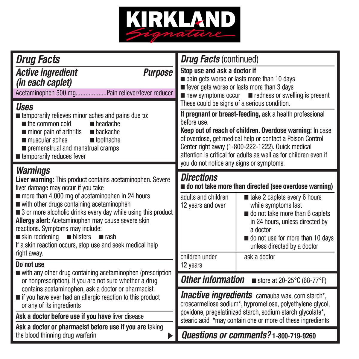 Two-bottle Kirkland Signature pain reliever and fever reducer