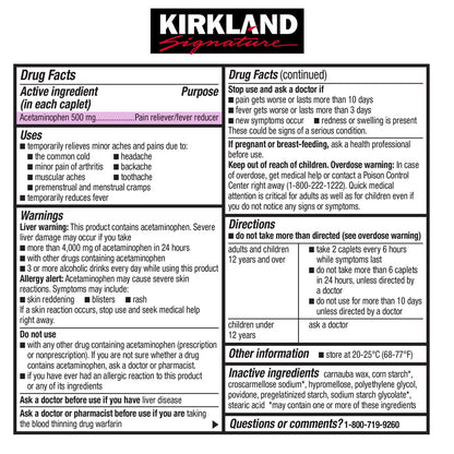 Two-bottle Kirkland Signature pain reliever and fever reducer