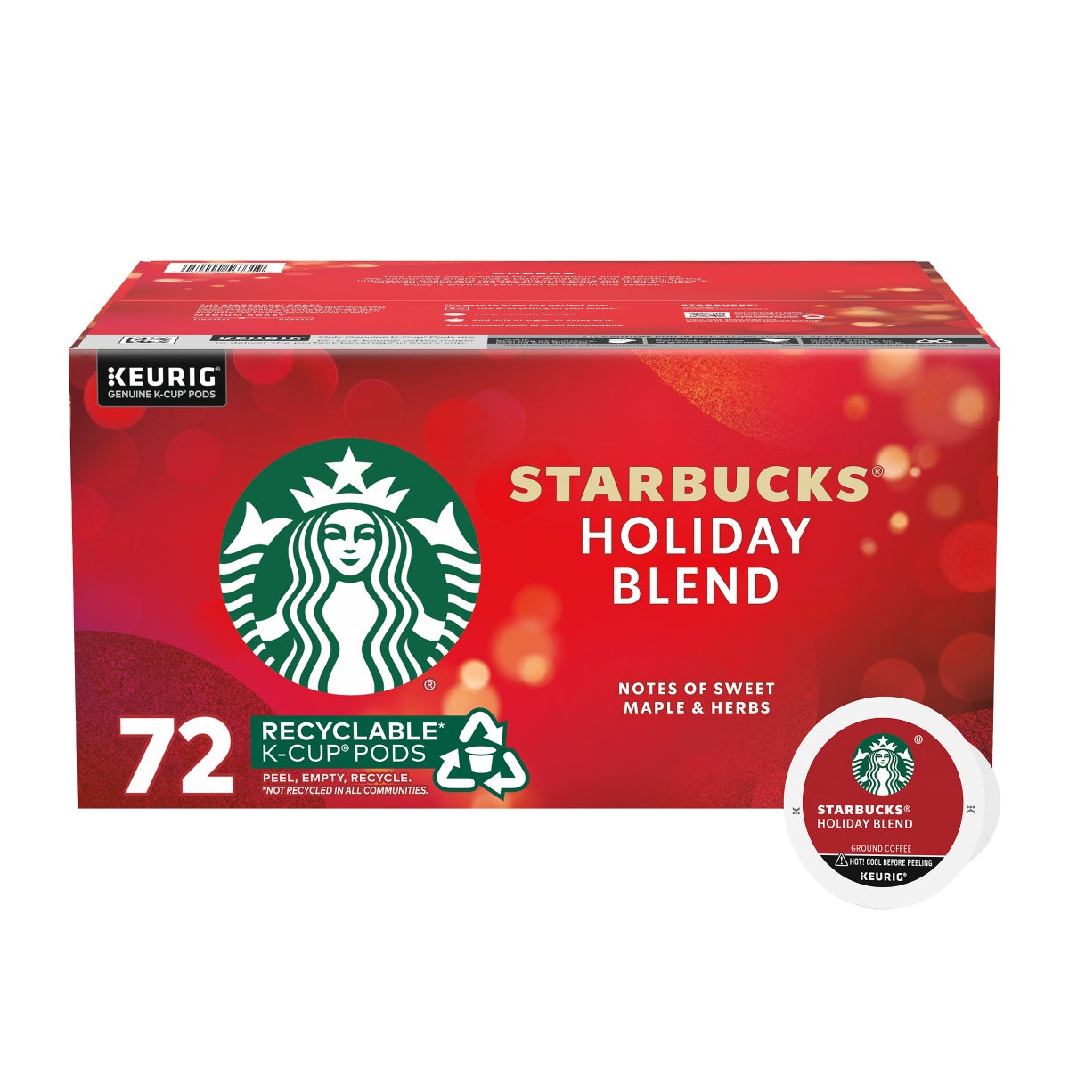 Starbucks Holiday Blend K-Cup coffee pods 72 count