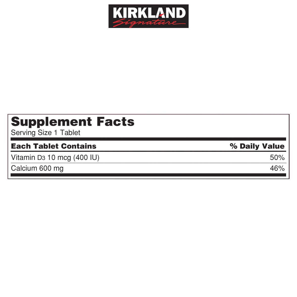 Kirkland Signature 500-count calcium supplement bottle
