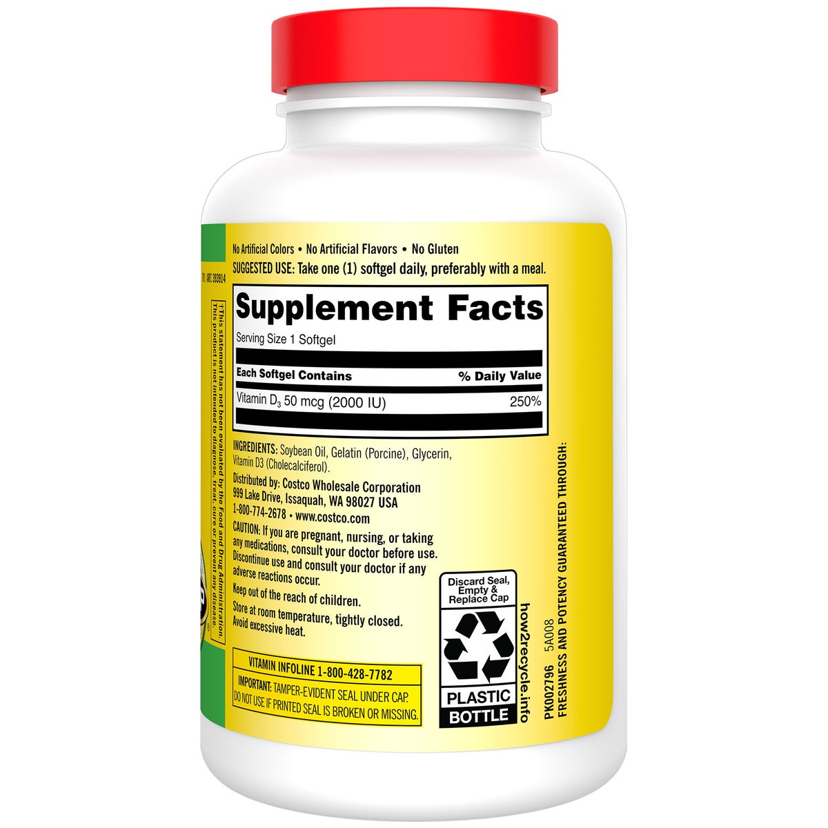 Kirkland Signature D3 softgels supplement packaging detail