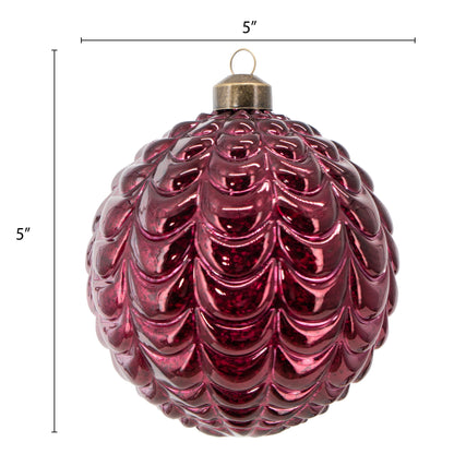 Burgundy holiday ornament assortment with curved silhouettes