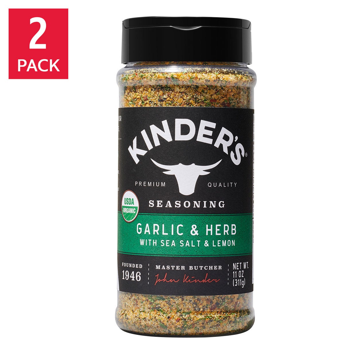 Kinder's organic garlic and herb seasoning 2-pack with sea salt and lemon