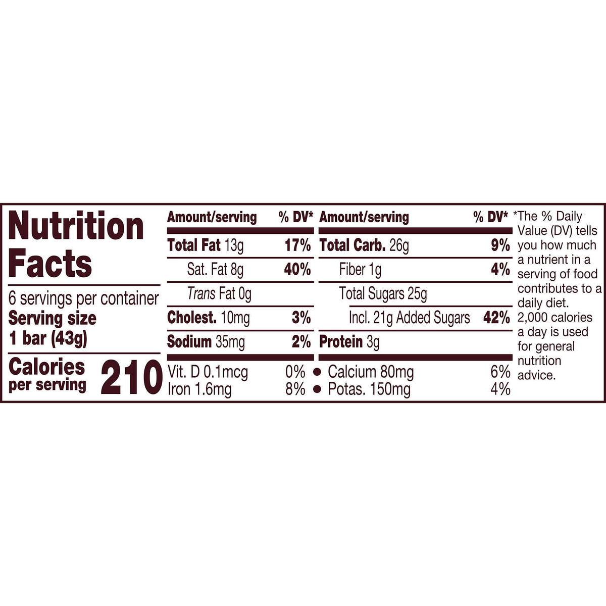 Hershey's 1.55 oz milk chocolate bars, pack of six