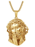 Men's Jesus pendant necklace in gold-plated stainless steel
