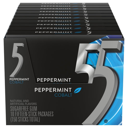Wrigley's 5 Gum Peppermint Cobalt sugar free gum 10-count
