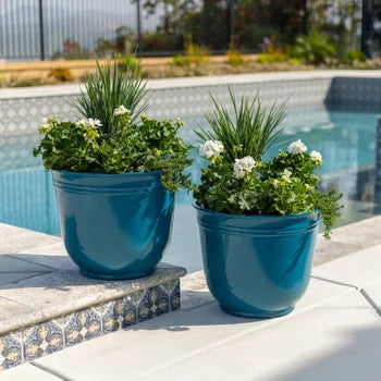 Two-pack white patio planters by Trendspot