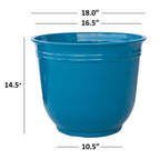 Lightweight resin planter with wide opening