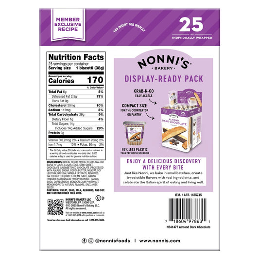 Individually wrapped Nonni's biscotti snack bars