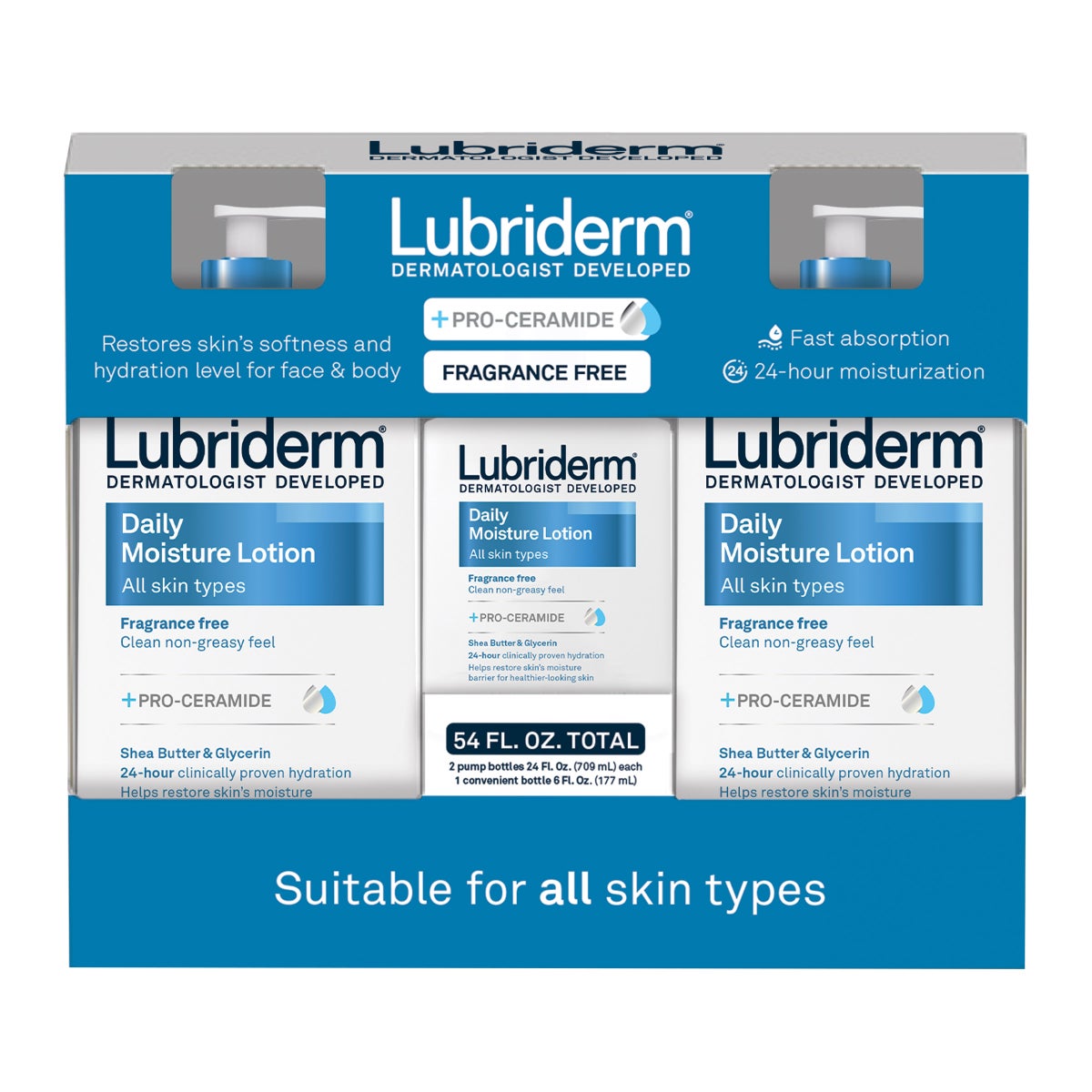 Lubriderm Daily Moisture Lotion 2-pack with travel size