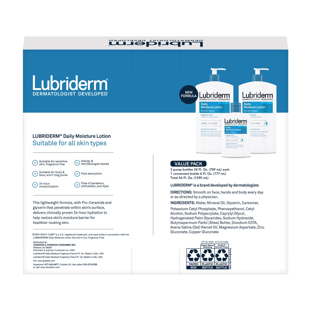 Fragrance free Lubriderm lotion 24 fl oz bottles