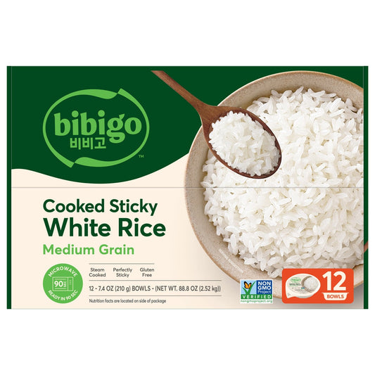 Bibigo cooked sticky white rice bowls 12-count