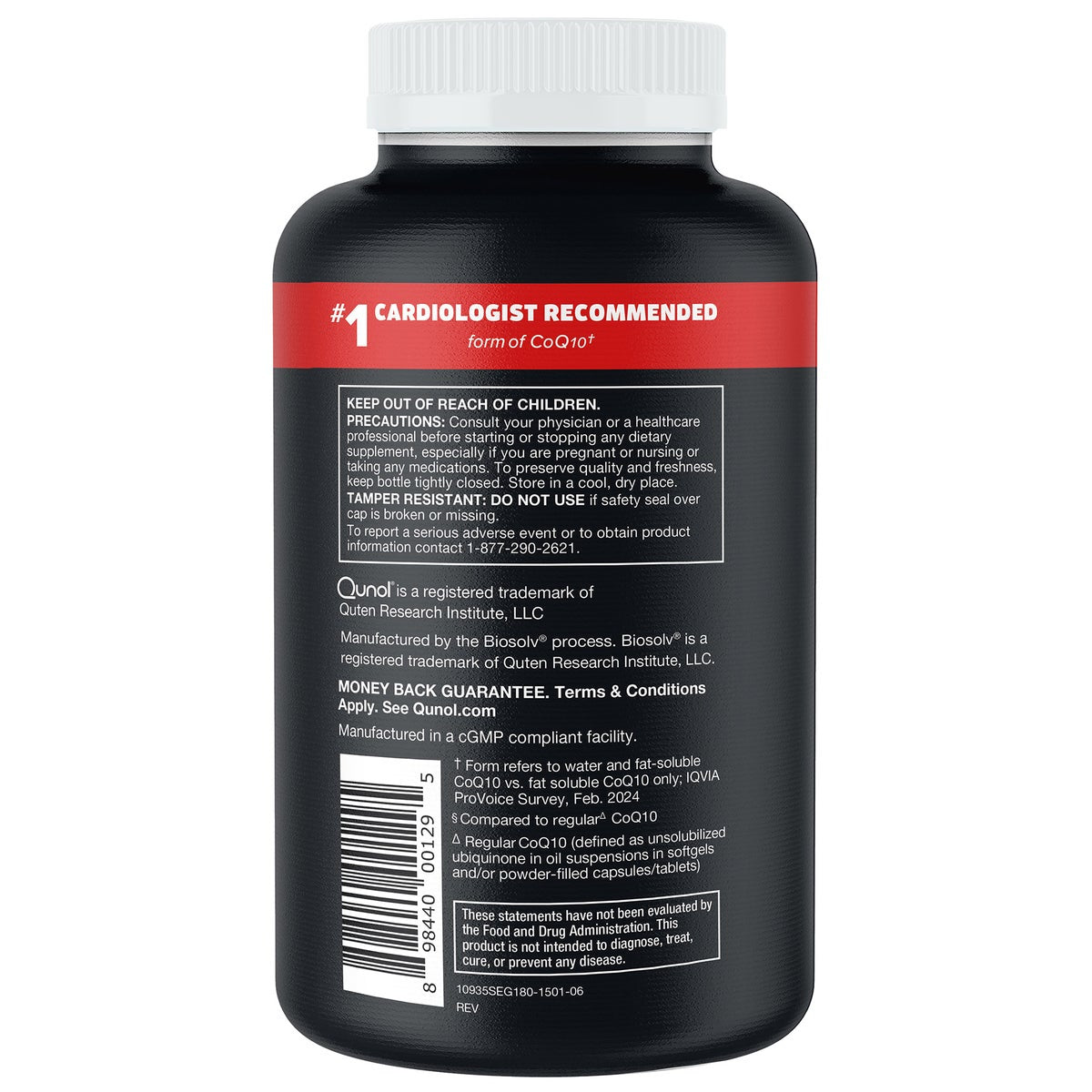Qunol CoQ10 180 count supplement front label
