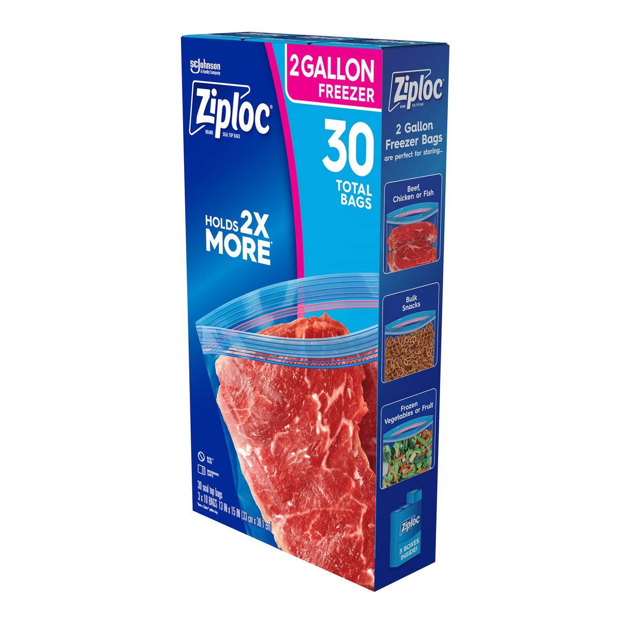 Ziploc 2-gallon seal top freezer bags 30 count