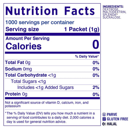 Splenda sweetener packets front view