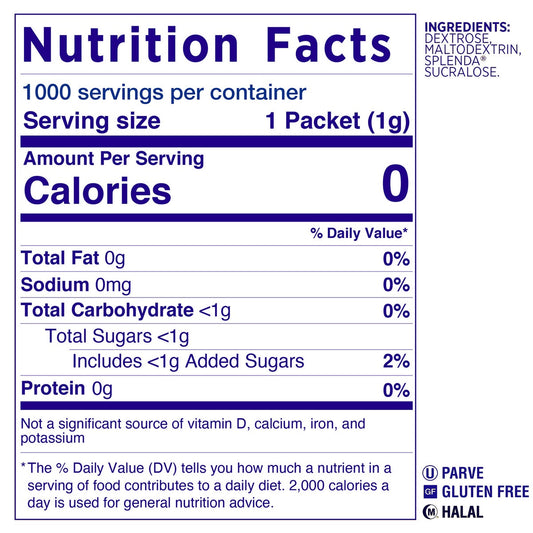 Splenda sweetener packets front view