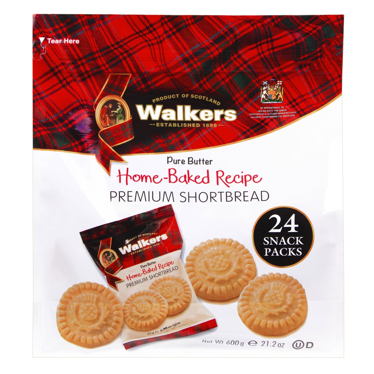 Walkers pure butter shortbread cookies 24-count snack packs