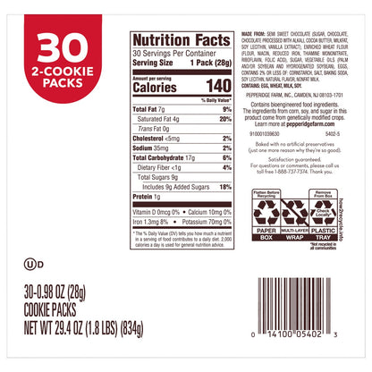 Pepperidge Farm Milano cookies 30-count packaging