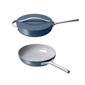 Caraway navy ceramic non-stick sauté pan set