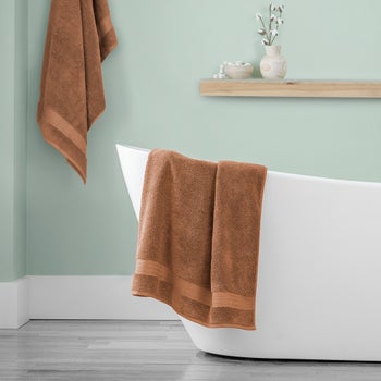 Purely Indulgent 100% Hygrocotton bath towel set in Flint Stone