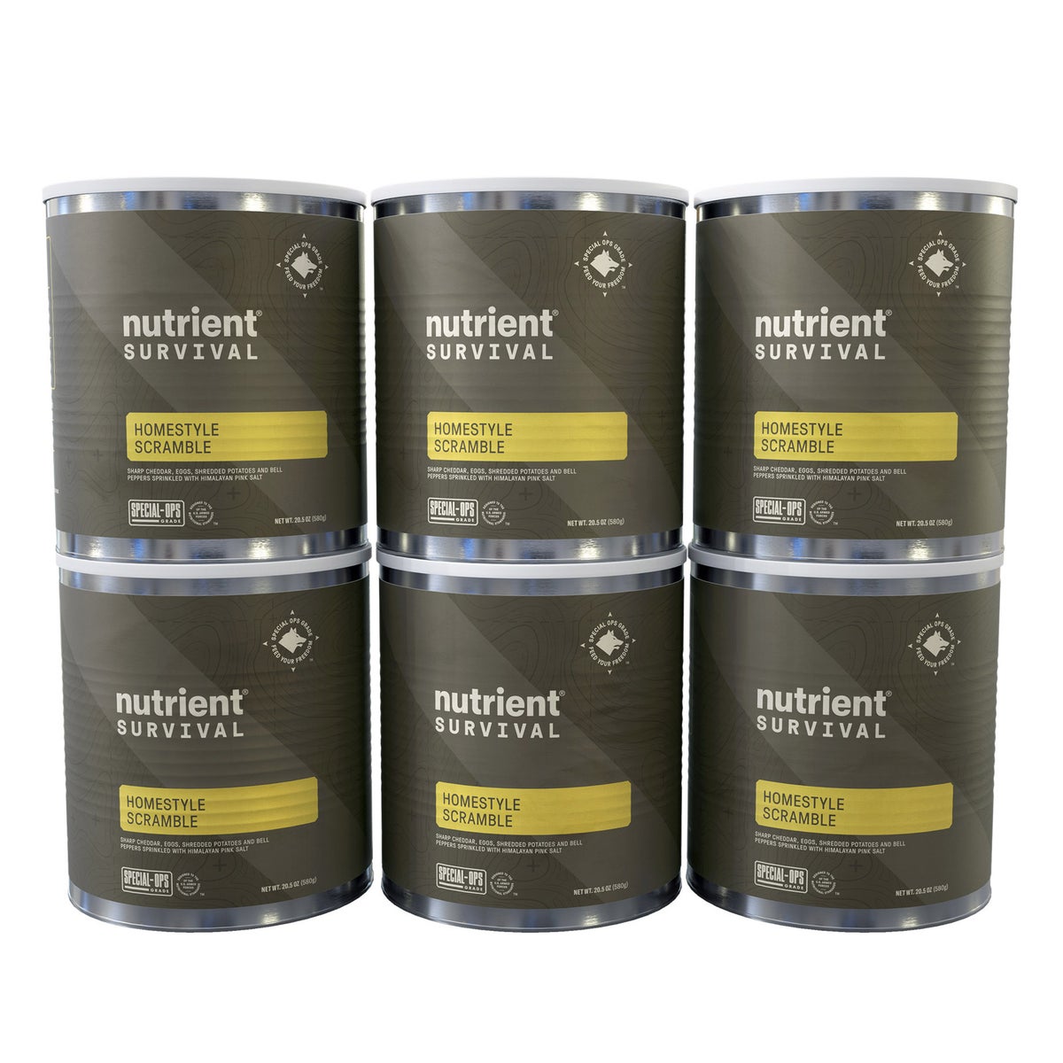 Nutrient Survival emergency food cans with resealable lids