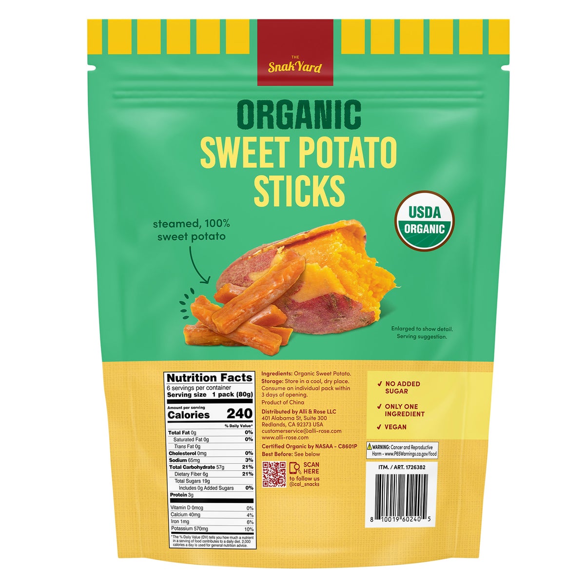 Sweet potato sticks snack packs by The SnakYard
