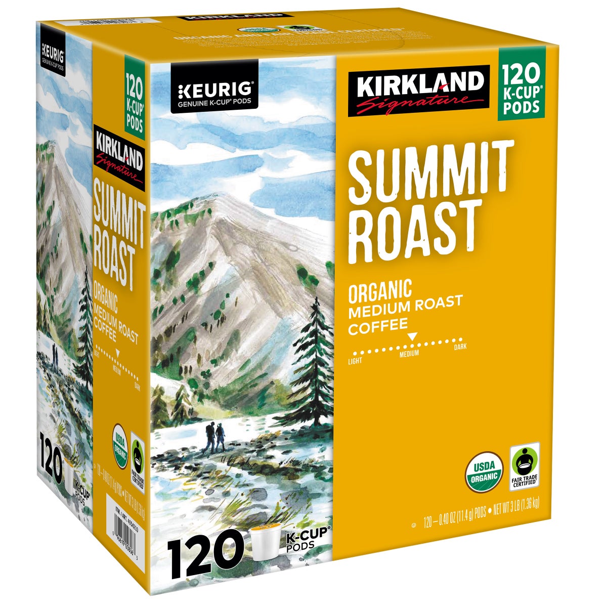 Kirkland Signature Coffee Organic Summit Roast K-Cup Pod, 120-count