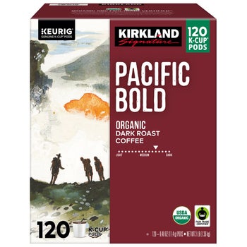 Kirkland Signature Organic Pacific Bold K-Cup coffee pods 120 count