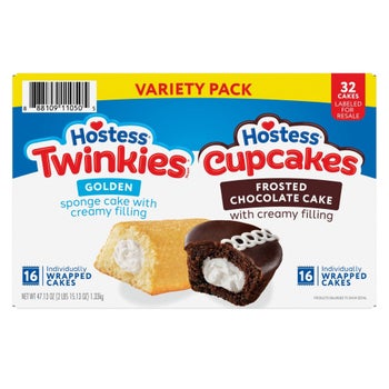Hostess Cupcakes and Twinkies 32-count snack cake variety pack