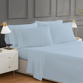 Hotel Signature blue Egyptian cotton king sheet set
