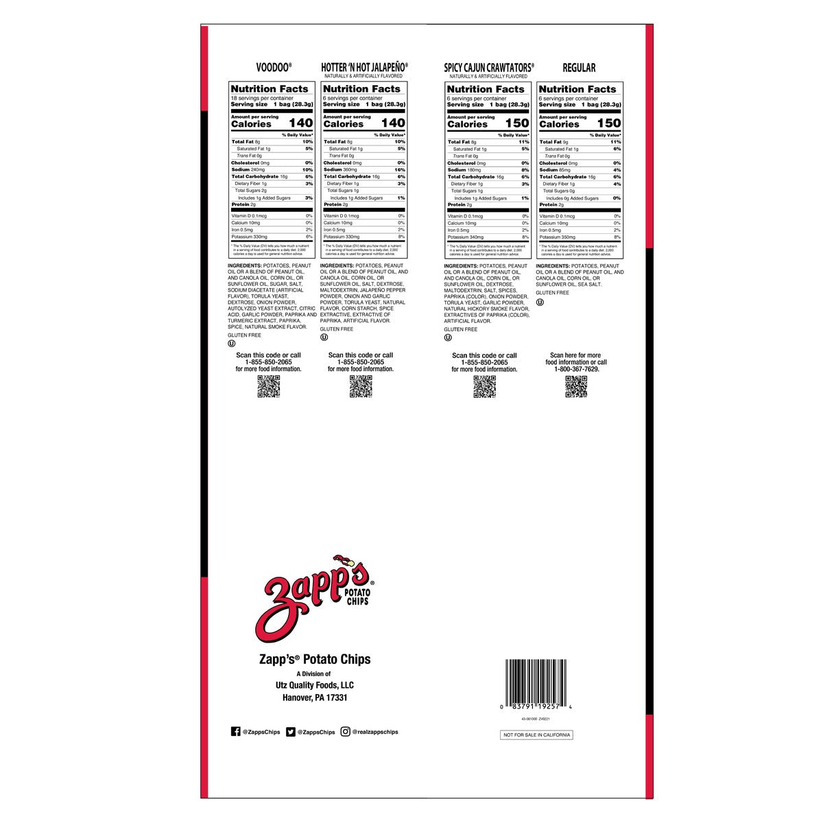Zapp's assorted potato chips box 36 oz