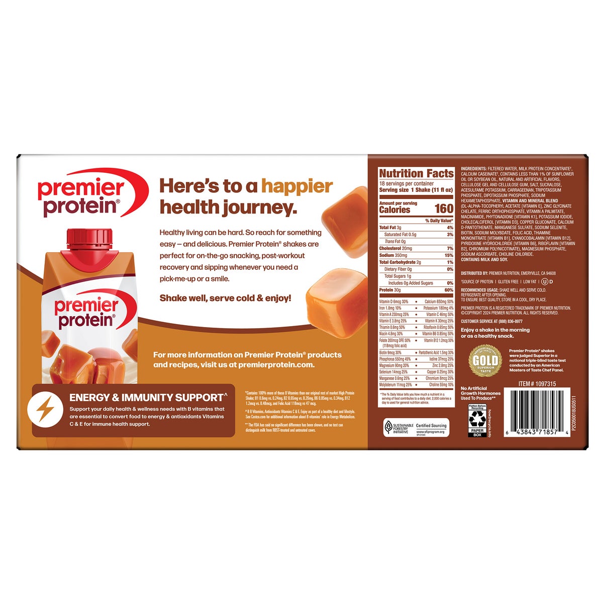Premier Protein 18-count caramel protein shakes