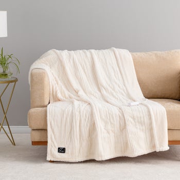 Berkshire Life ivory heated throw blanket