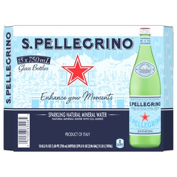 San Pellegrino sparkling natural mineral water 15-count glass bottles