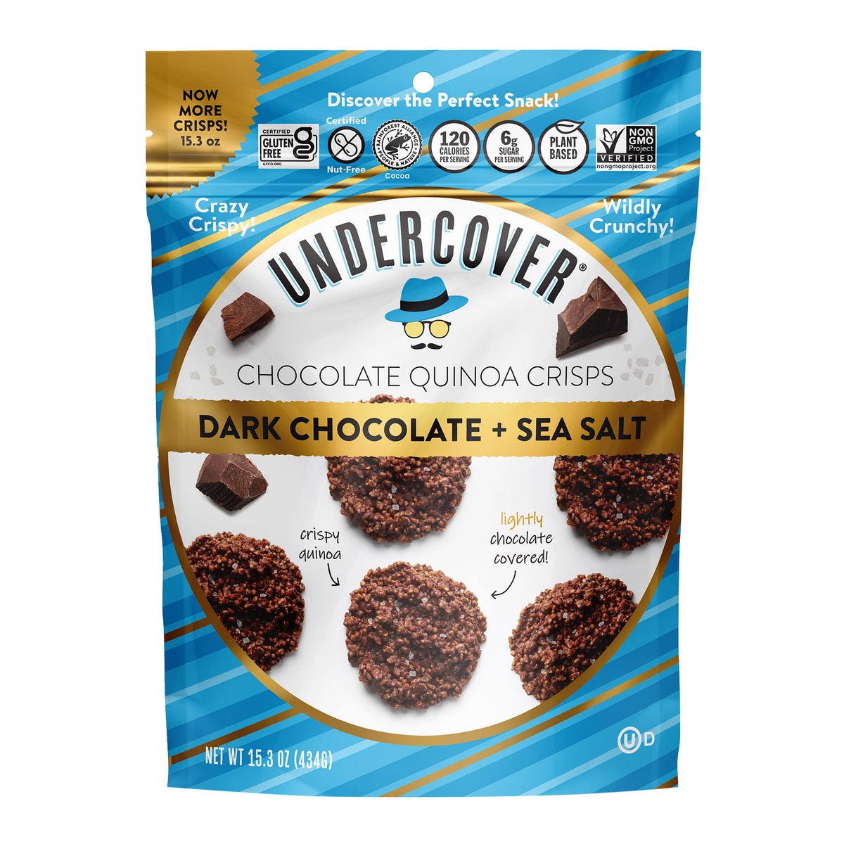 Undercover dark chocolate quinoa crisps 15.3 oz bag