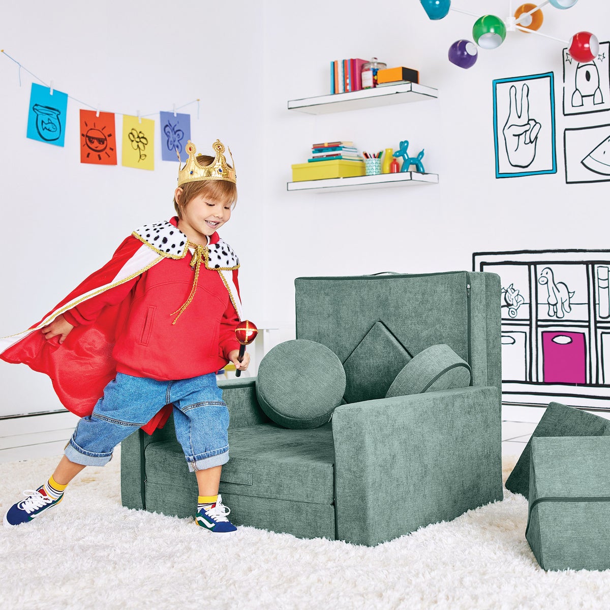 Modular foam play fort pieces for kids