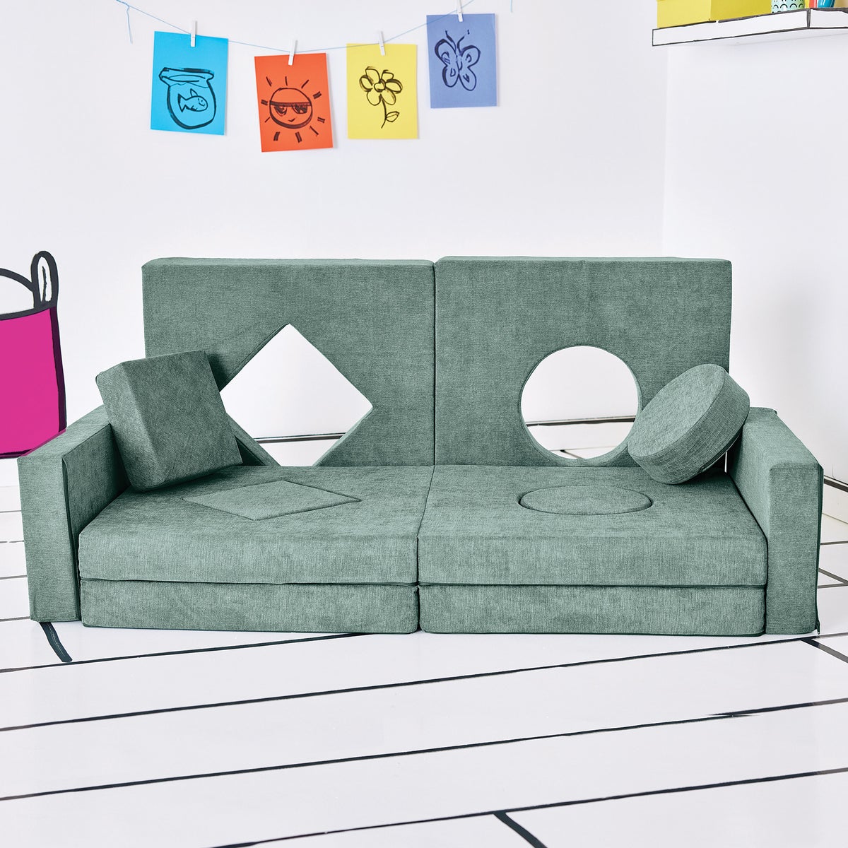 Soft-touch washable cover on play fort cushion