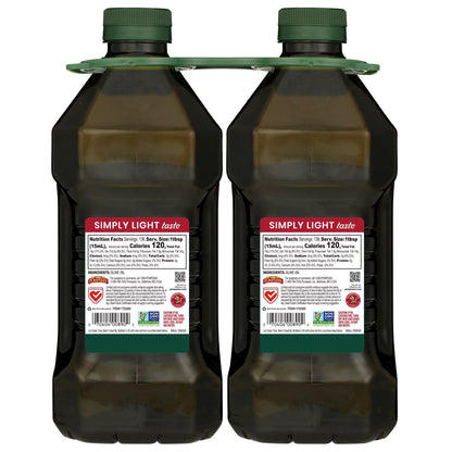 Two bottles of Pompeian light taste olive oil