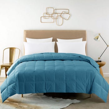 Feather and Loom white king down blanket with cotton cover