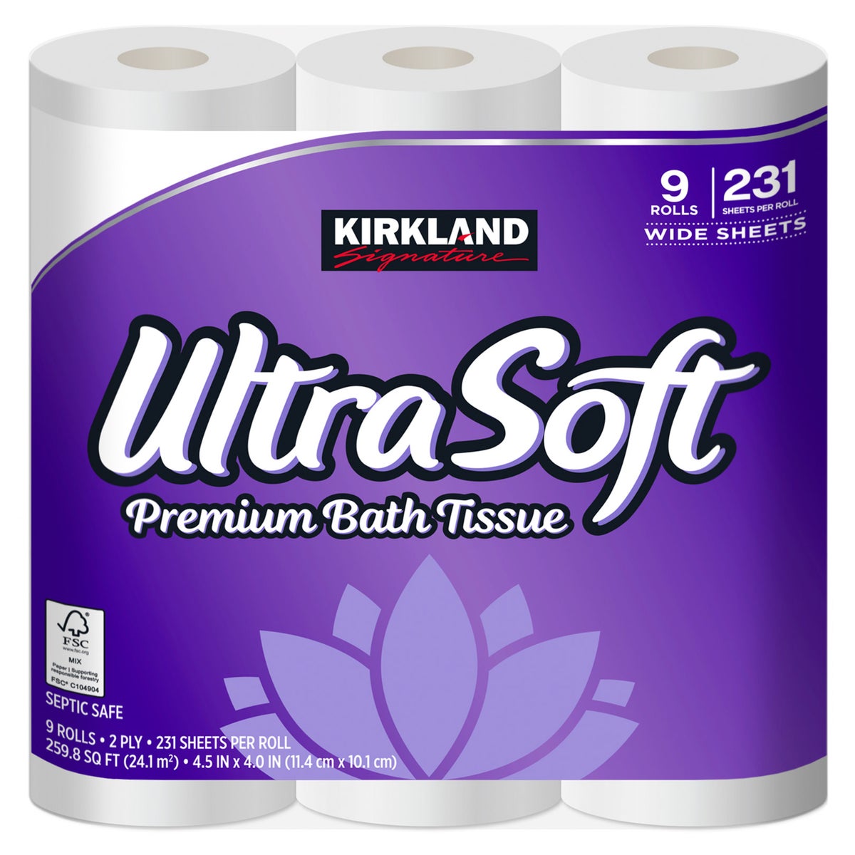 Kirkland Signature bath tissue roll packaging