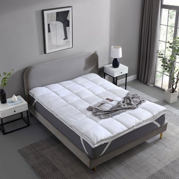 Hotel Grand white king featherbed with removable polyester filled top