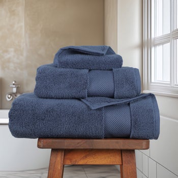 Blue Turkish cotton hotel bath towel