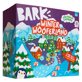 BARK Winter Wooferland dog advent calendar with treats and plush toys