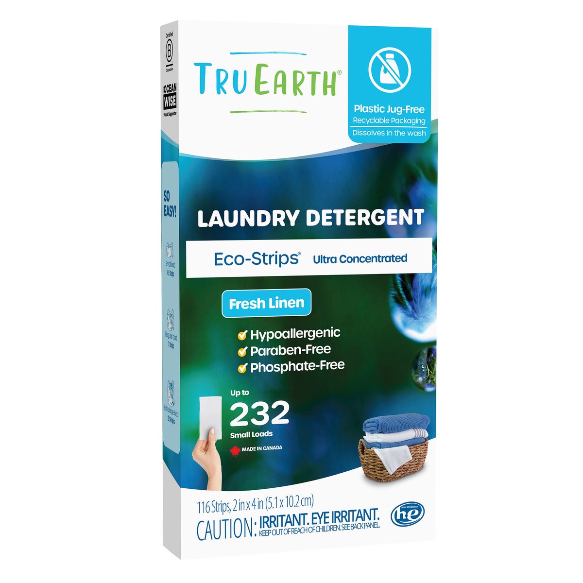 Tru Earth Fresh Linen laundry detergent strips pack