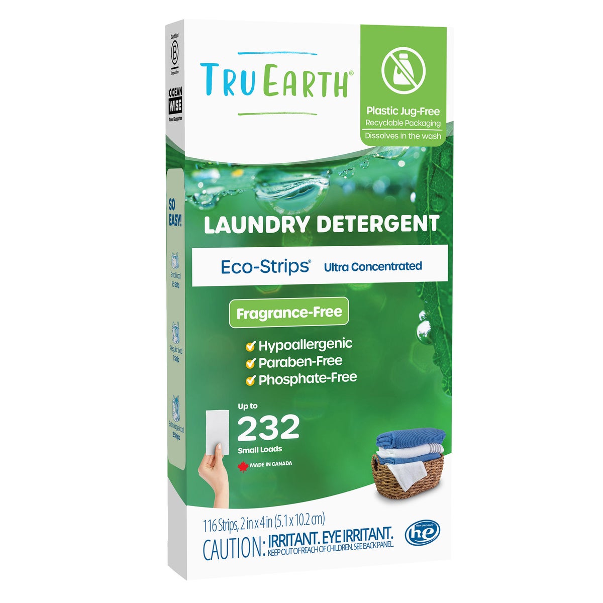 Tru Earth fragrance free laundry detergent strips pack