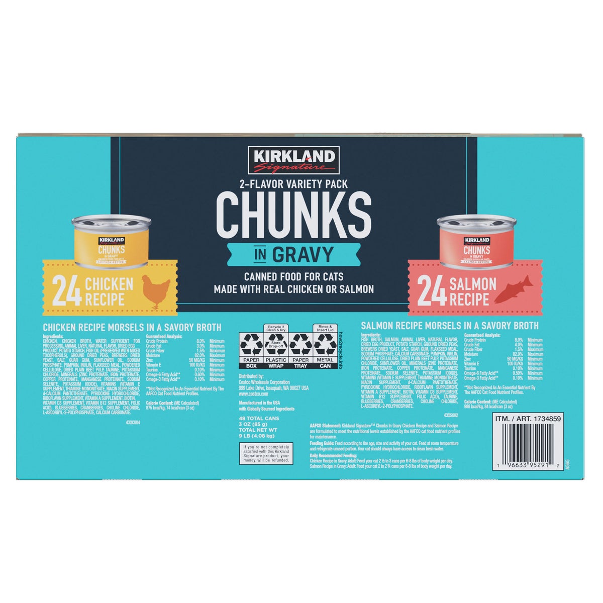 Canned cat food chunks in gravy with chicken